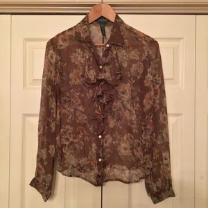Vintage Lauren by Ralph Lauren Silk Floral Blouse